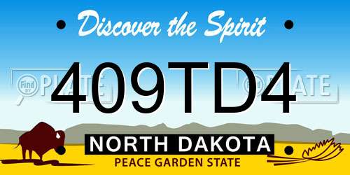 409TD4 North Dakota License Plate