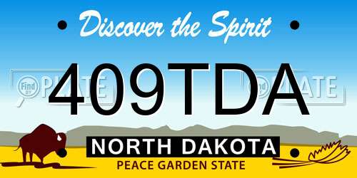 409TDA North Dakota License Plate