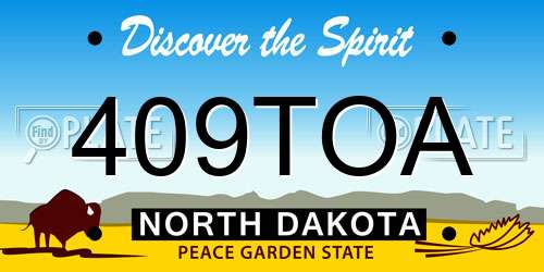 409TOA North Dakota License Plate