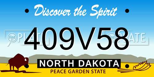 409V58 North Dakota License Plate