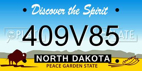 409V85 North Dakota License Plate