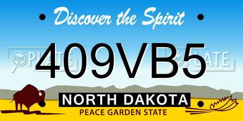 409VB5 North Dakota License Plate