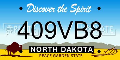 409VB8 North Dakota License Plate