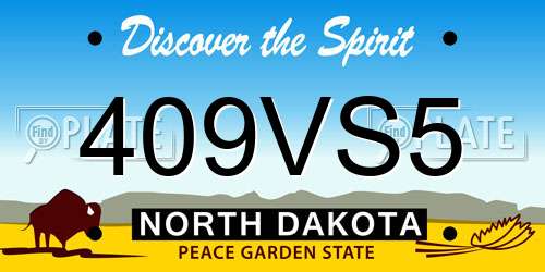 409VS5 North Dakota License Plate