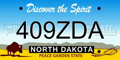 409ZDA North Dakota License Plate