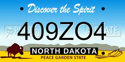 409ZO4 North Dakota License Plate