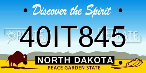 40IT845 North Dakota License Plate