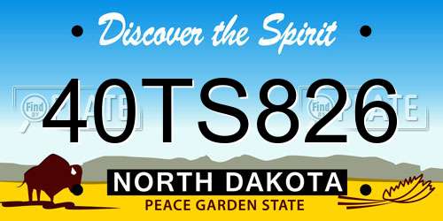 40TS826 North Dakota License Plate