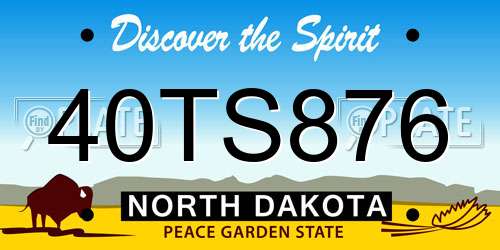 40TS876 North Dakota License Plate