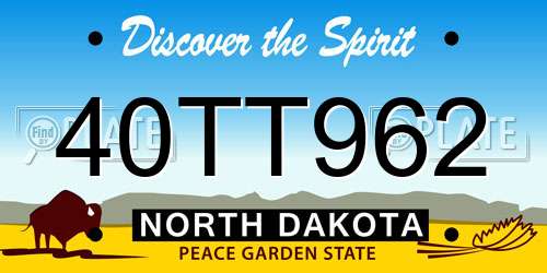 40TT962 North Dakota License Plate