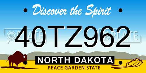 40TZ962 North Dakota License Plate