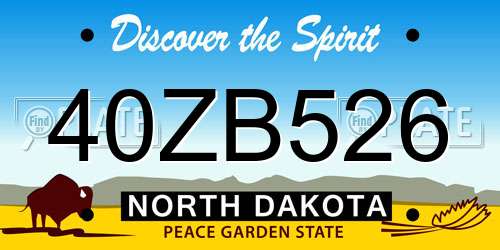 40ZB526 North Dakota License Plate