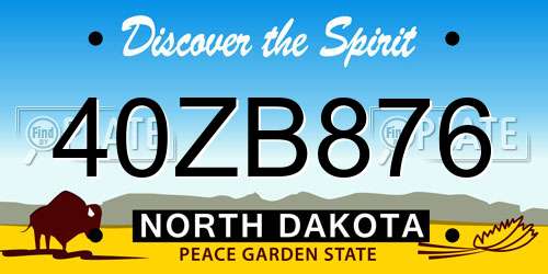 40ZB876 North Dakota License Plate