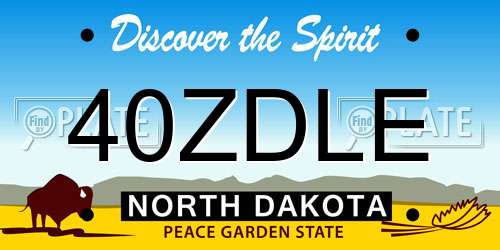 40ZDLE North Dakota License Plate