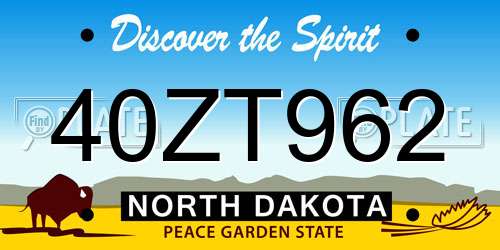 40ZT962 North Dakota License Plate