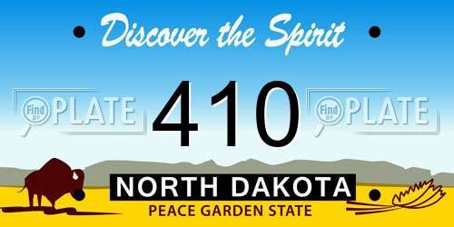 410 North Dakota License Plate