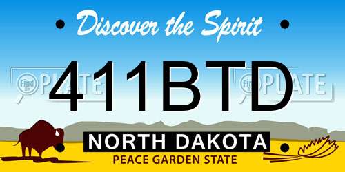 411BTD North Dakota License Plate
