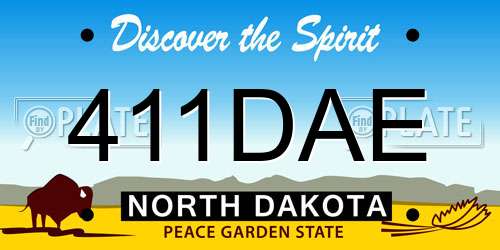 411DAE North Dakota License Plate