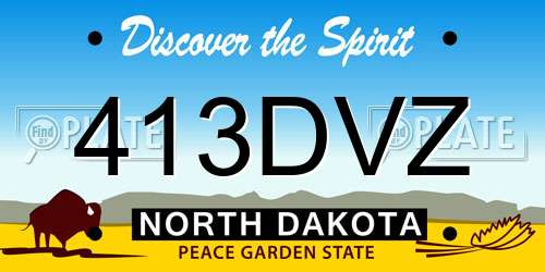 413DVZ North Dakota License Plate