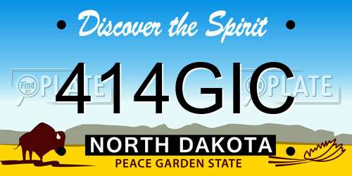 414GIC North Dakota License Plate