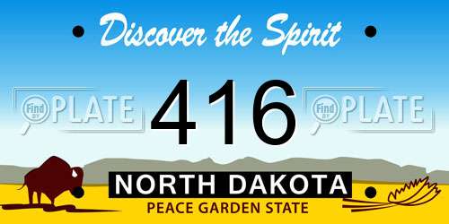 416 North Dakota License Plate