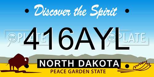 416AYL North Dakota License Plate