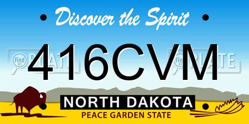 416CVM North Dakota License Plate