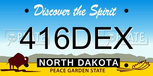 416DEX North Dakota License Plate