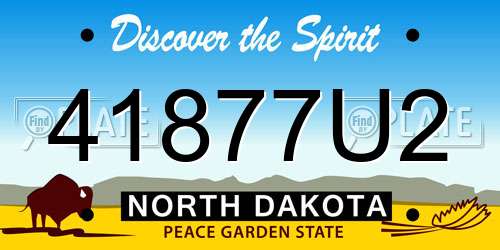 41877U2 North Dakota License Plate