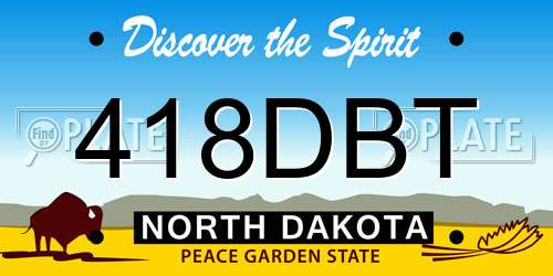 418DBT North Dakota License Plate