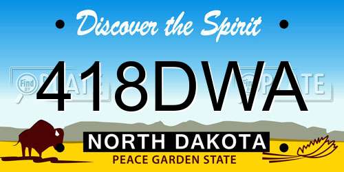 418DWA North Dakota License Plate