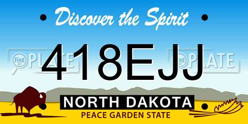 418EJJ North Dakota License Plate
