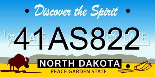 41AS822 North Dakota License Plate