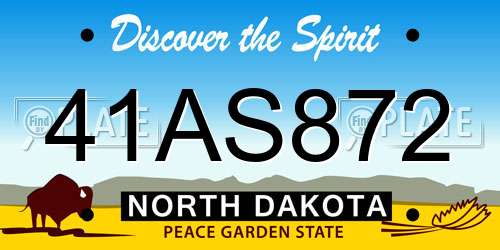 41AS872 North Dakota License Plate
