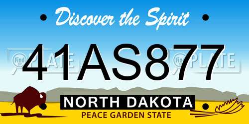 41AS877 North Dakota License Plate
