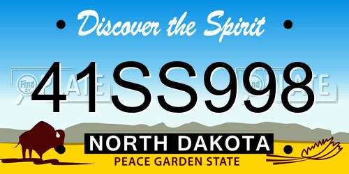 41SS998 North Dakota License Plate