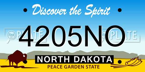 4205NO North Dakota License Plate
