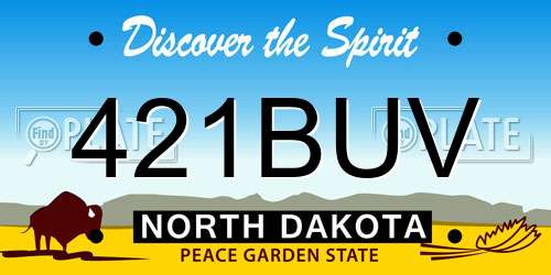421BUV North Dakota License Plate