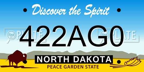 422AG0 North Dakota License Plate