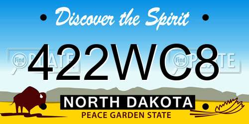 422WC8 North Dakota License Plate