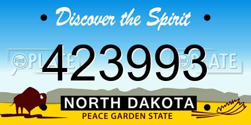 423993 North Dakota License Plate