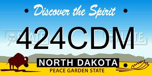 424CDM North Dakota License Plate