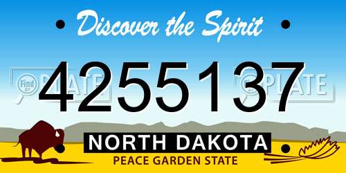 4255137 North Dakota License Plate