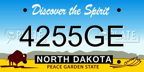 4255GE North Dakota License Plate