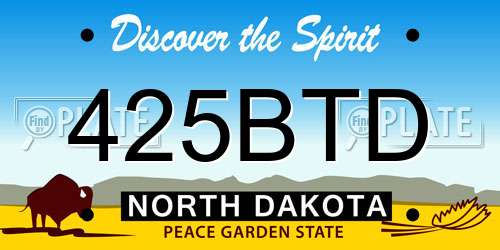 425BTD North Dakota License Plate