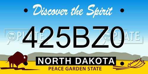 425BZ0 North Dakota License Plate