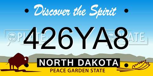 426YA8 North Dakota License Plate