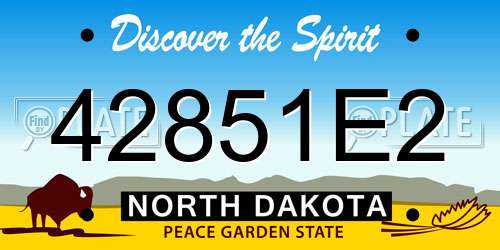 42851E2 North Dakota License Plate