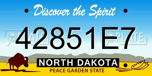 42851E7 North Dakota License Plate