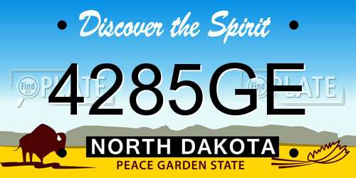 4285GE North Dakota License Plate